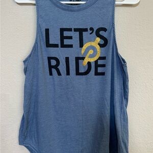 Vintage Peloton Blue Tank Top with Sparkle Gold “P” Logo